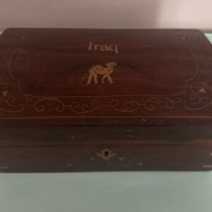 Vintage Wooden Jewelry Box with Lock & Keys Handcrafted Middle Eastern, Decor